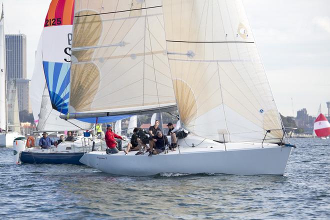 David Hundt's Sagacious V secured a third win in Division J2. Land Rover Winter Series 2014.  &copy; David Brogan www.sailpix.com.au